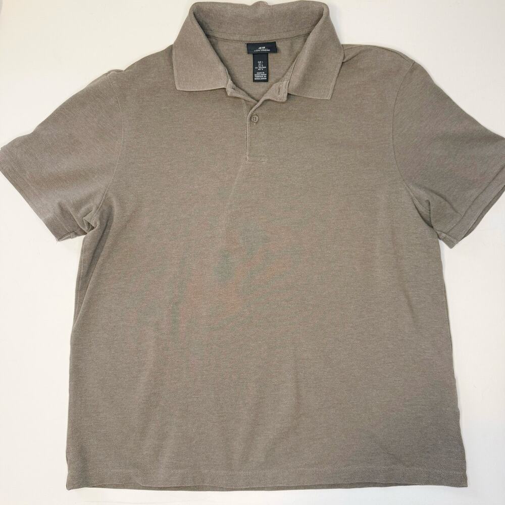 H&M Short Sleeve Polo T-shirt Taupe Mens Large